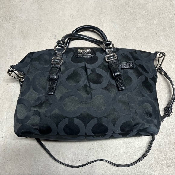 Coach Signature Madison Satchel Crossbody Purse Black Monogram *NO HANG TAG - Picture 2 of 10